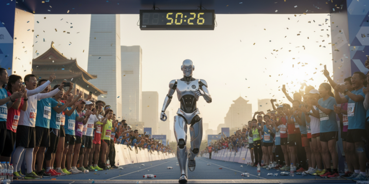 Humanoid robot breaks human half marathon world record in Beijing 50:26