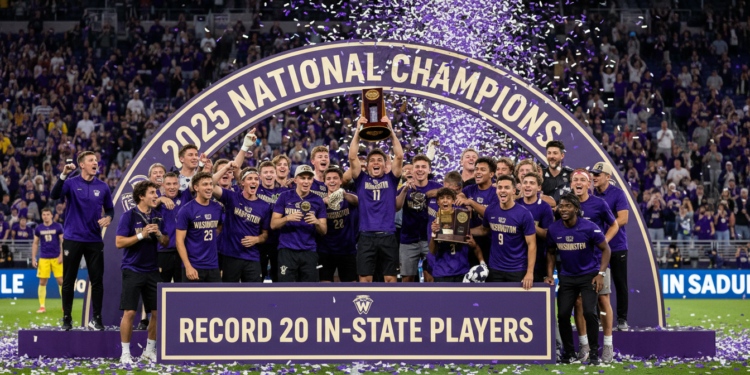 Washington men's soccer secures 2025 national title with record 20 in-state players
