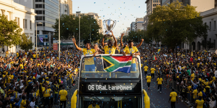Mamelodi Sundowns parade TotalEnergies CAF Champions League trophy through Pretoria
