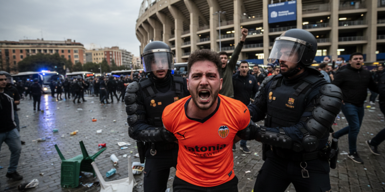 Valencia fan arrested for violent pre-match disorder at Mestalla before Barcelona game