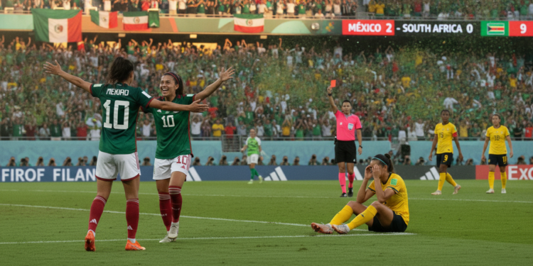 Mexico beat nine-man South Africa 2-0 in World Cup opener