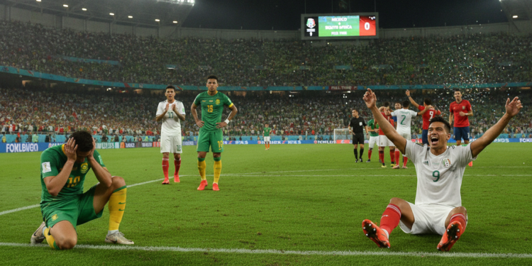 South Africa reduced to nine, lose World Cup opener 2-0 to Mexico