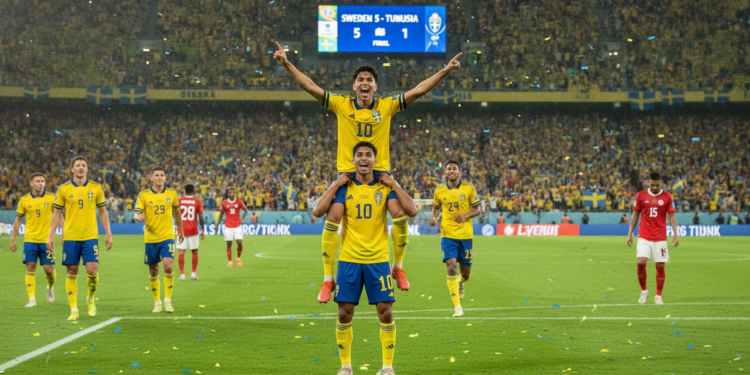 Sweden routs Tunisia 5-1 in World Cup opener as Ayari stars