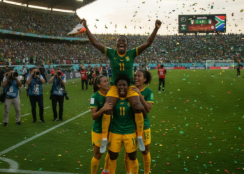 South Africa reaches World Cup knockouts for first time with Maseko winner