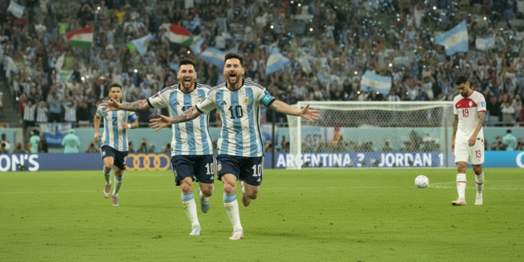Argentina beat Jordan 3-1 as Messi nets seventh consecutive World Cup goal