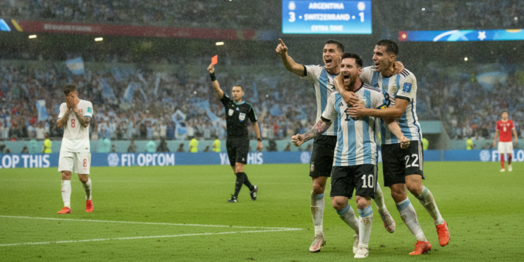 Argentina secures extra-time 3-1 win over 10-man Switzerland, faces England