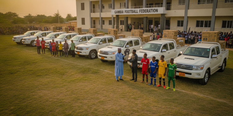 Gambia Football Federation receives eight 4x4 pick-up trucks to boost grassroots mobility