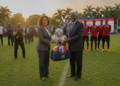 Liberia ambassador donates football equipment to President Boakai for Independence Day