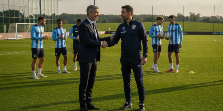 Real Sociedad reunites with ex-director Roberto Olabe at Aston Villa training