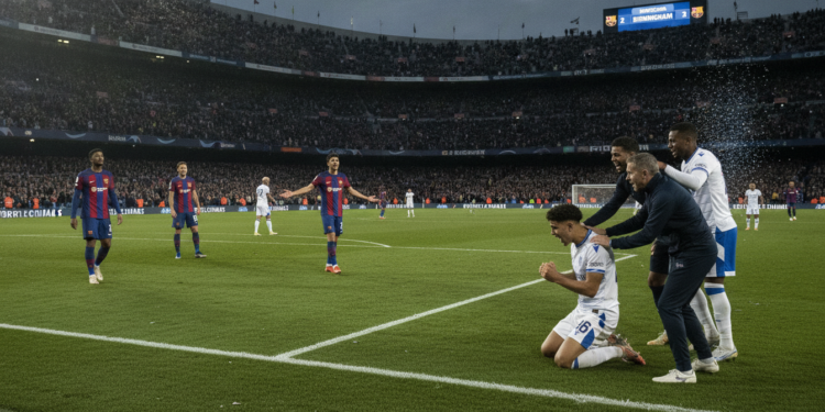 Barcelona held 2-2 by Birmingham as 18-year-old Abdelkarim nets twice